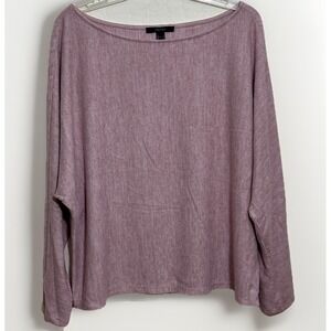 Forever 21 Heather Soft Pink Dolman Sleeve Boat Neck Top Sz L Cotton Modal Blend